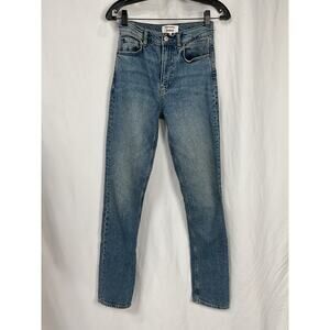 Reformation 'Liza' Blue Cotton High Rise Straight Long Denim Jean Size 25